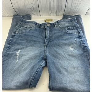 Democracy Jeans Women's 12 Blue "Ab" Technology Skinny Fit Raw Hem Stretch Denim